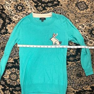 J. Crew vintage Y2K HTF Turquoise Sweater with Bunny Motif